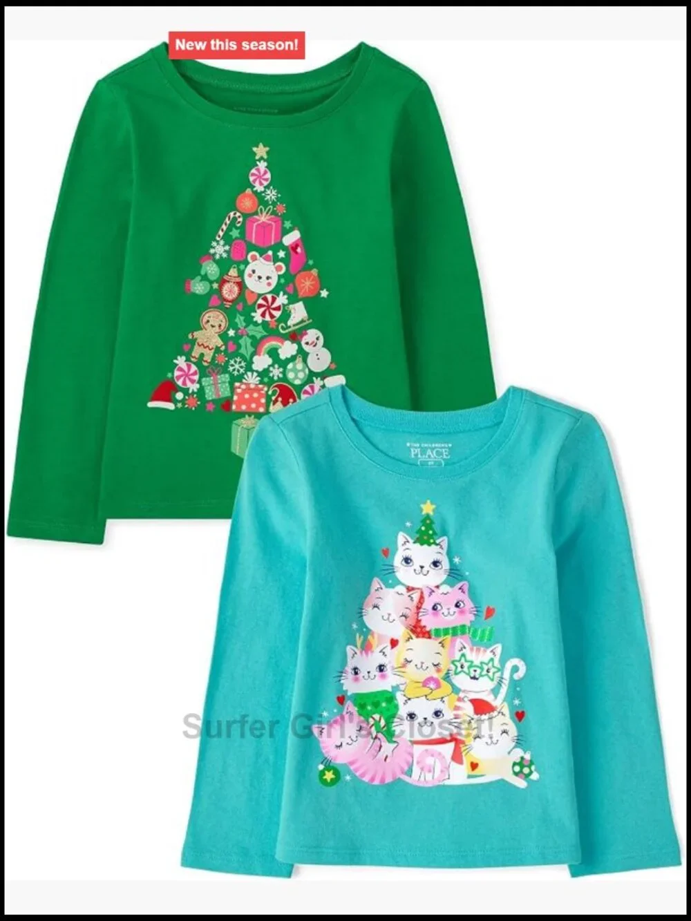 2-Pack Long Sleeve Graphic T-Shirts Toddler Cotton Polyester Crew Neck Pull On